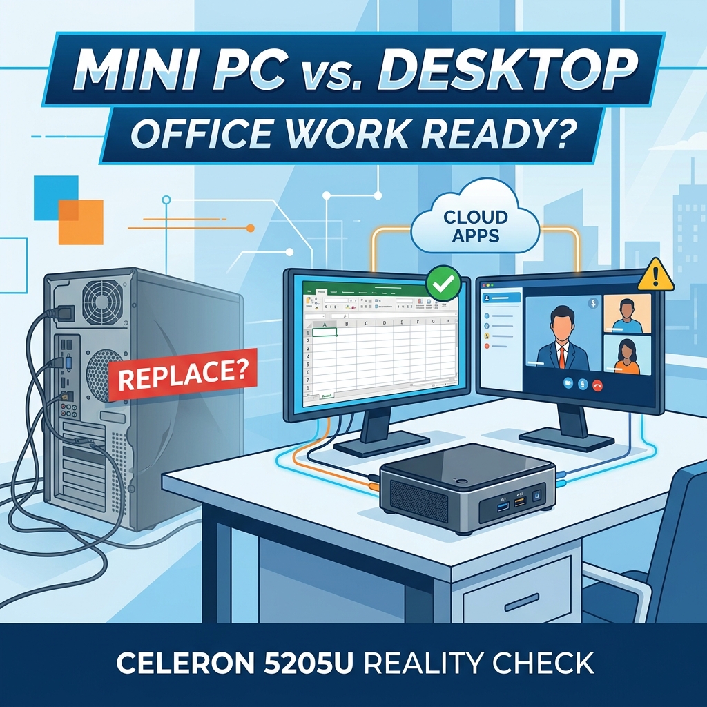 &iquest;Puede una mini PC Intel Celeron 5205U reemplazar una computadora de escritorio para el trabajo de oficina?